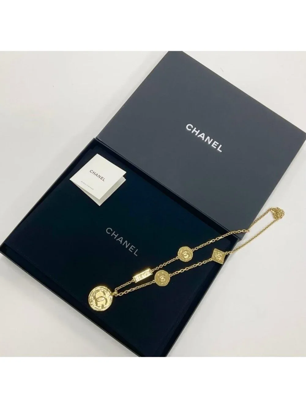 Chanel Necklace CC Logo Plate Gold